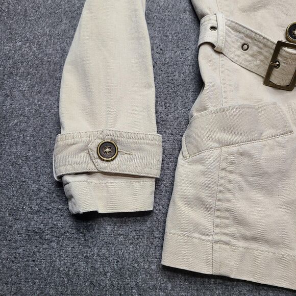 Old Navy Trench Coat Womens XS Beige Khaki Belted Double Breasted Cotton Classic - Picture 4 of 9